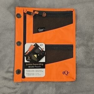 iScholar Jumbo Expandable Pencil Pouch, 3 Pockets, Orange